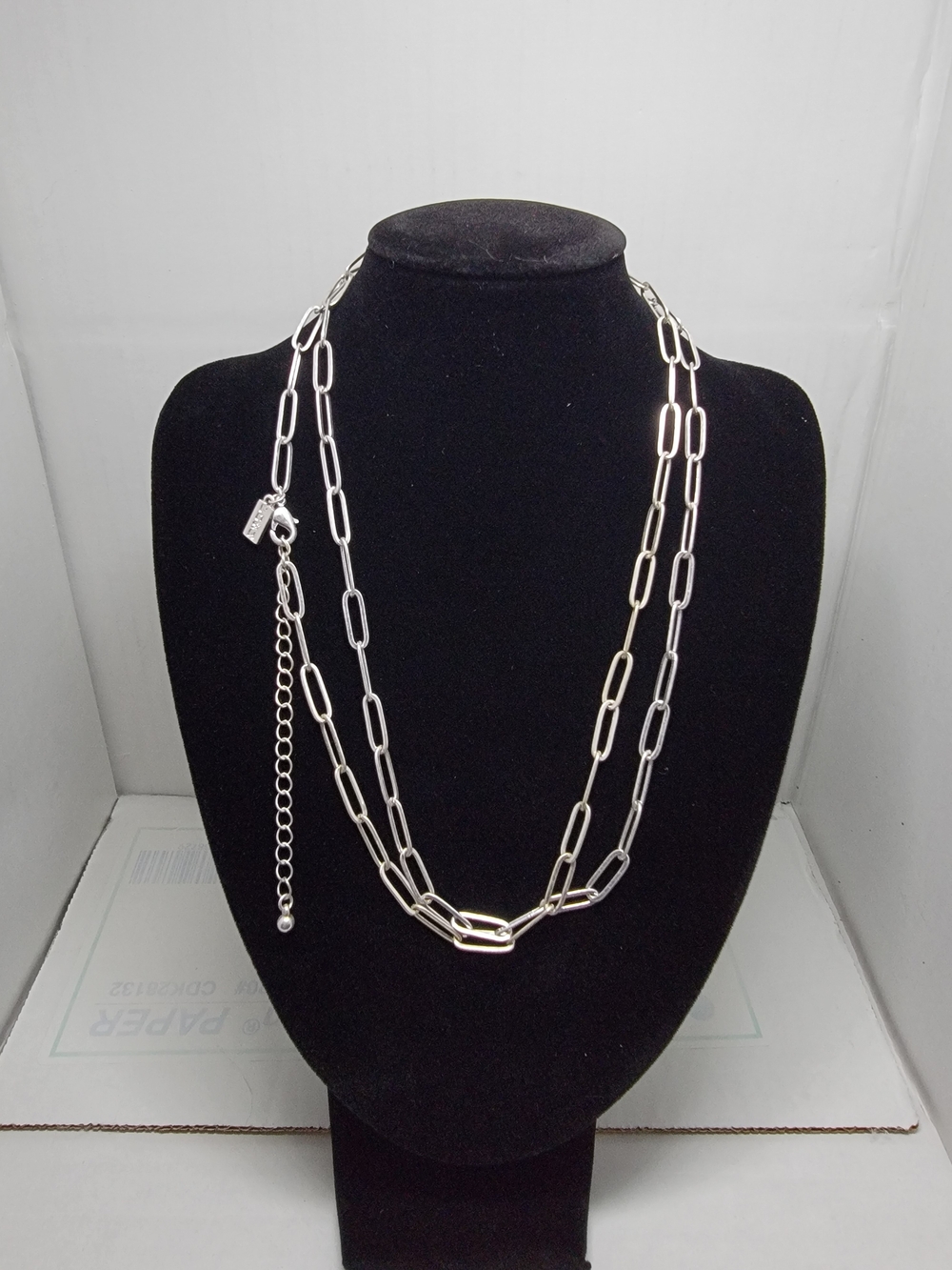 Posh Silver Double Strand Paperclip Link Necklace